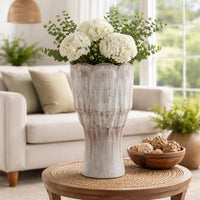 Decorative Vase, Gray Ceramic, Rustic Weathered Finish, 23 Inch Tall  - BM344402
