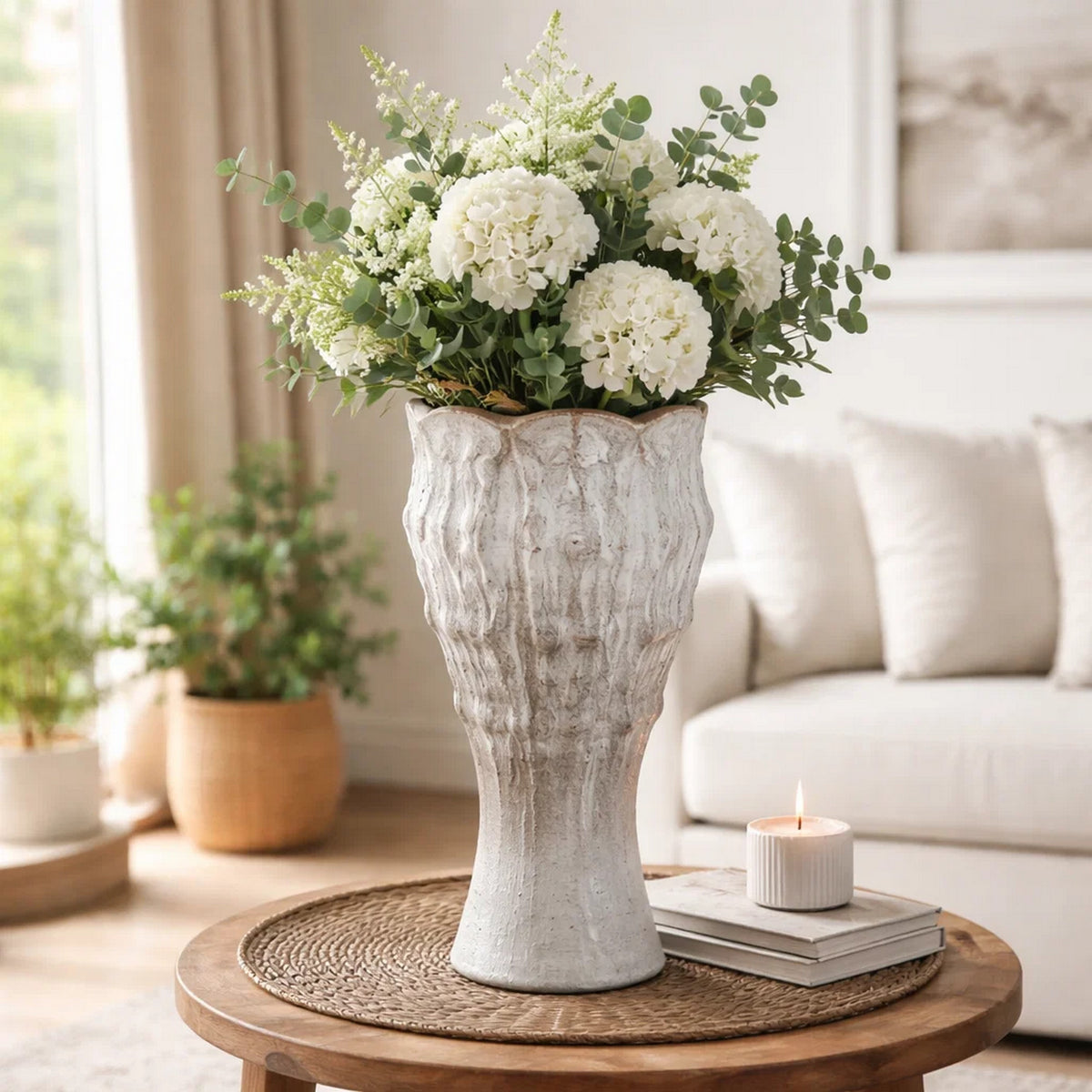 Decorative Vase, Gray Ceramic, Rustic Weathered Finish, 23 Inch Tall  - BM344402