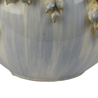 Decorative Bowl Planter, White Ceramic with Floral Garland Rim, 12 Inch  - BM344405