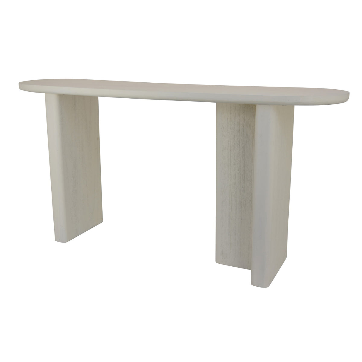 Console Table, White Wood, 63 Inch Rectangular Top with Minimalist Legs  - BM344409