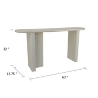 Console Table, White Wood, 63 Inch Rectangular Top with Minimalist Legs  - BM344409