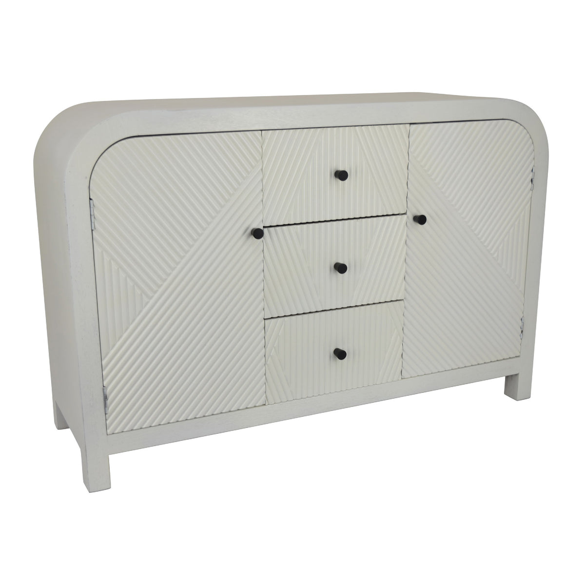 Jack Credenza Sideboard, White Wood, 2 Cabinets and 3 Drawers, 47 Inch  - BM344410