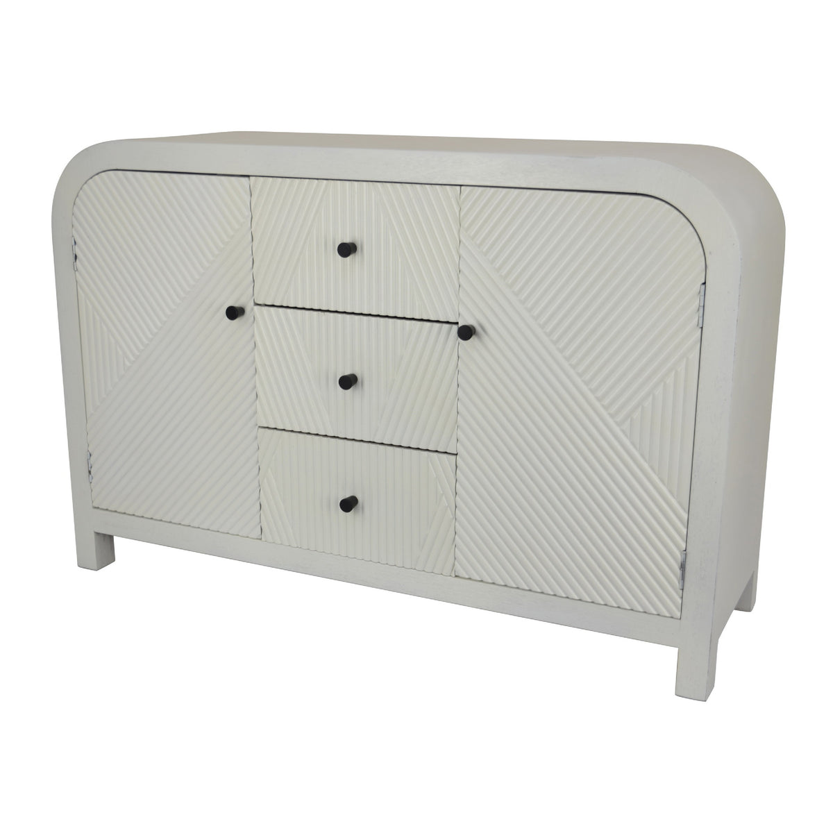 Jack Credenza Sideboard, White Wood, 2 Cabinets and 3 Drawers, 47 Inch  - BM344410