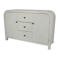 Jack Credenza Sideboard, White Wood, 2 Cabinets and 3 Drawers, 47 Inch  - BM344410