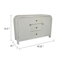 Jack Credenza Sideboard, White Wood, 2 Cabinets and 3 Drawers, 47 Inch  - BM344410