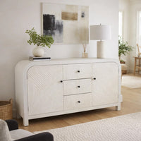 Jack Credenza Sideboard, White Wood, 2 Cabinets and 3 Drawers, 47 Inch  - BM344410
