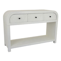 Jack Console Table, White Wood, 3 Drawers and Bottom Shelf, 47 Inch  - BM344411