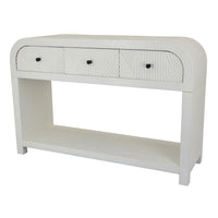 Jack Console Table, White Wood, 3 Drawers and Bottom Shelf, 47 Inch  - BM344411