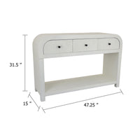 Jack Console Table, White Wood, 3 Drawers and Bottom Shelf, 47 Inch  - BM344411