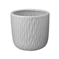 Kena Planter Set of 3, White Ceramic, Wave Texture Indoor, 13 10 8 Inch