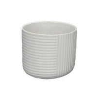 Kena Planter Set of 3, White Ceramic, Ribbed Texture Pots, 12 10 8 Inch  - BM344413