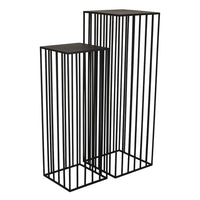 Accent Plant Stand Set of 2, Black Metal Open Frame, 42 and 34 Inch - BM344414