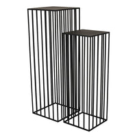 Accent Plant Stand Set of 2, Black Metal Open Frame, 42 and 34 Inch - BM344414