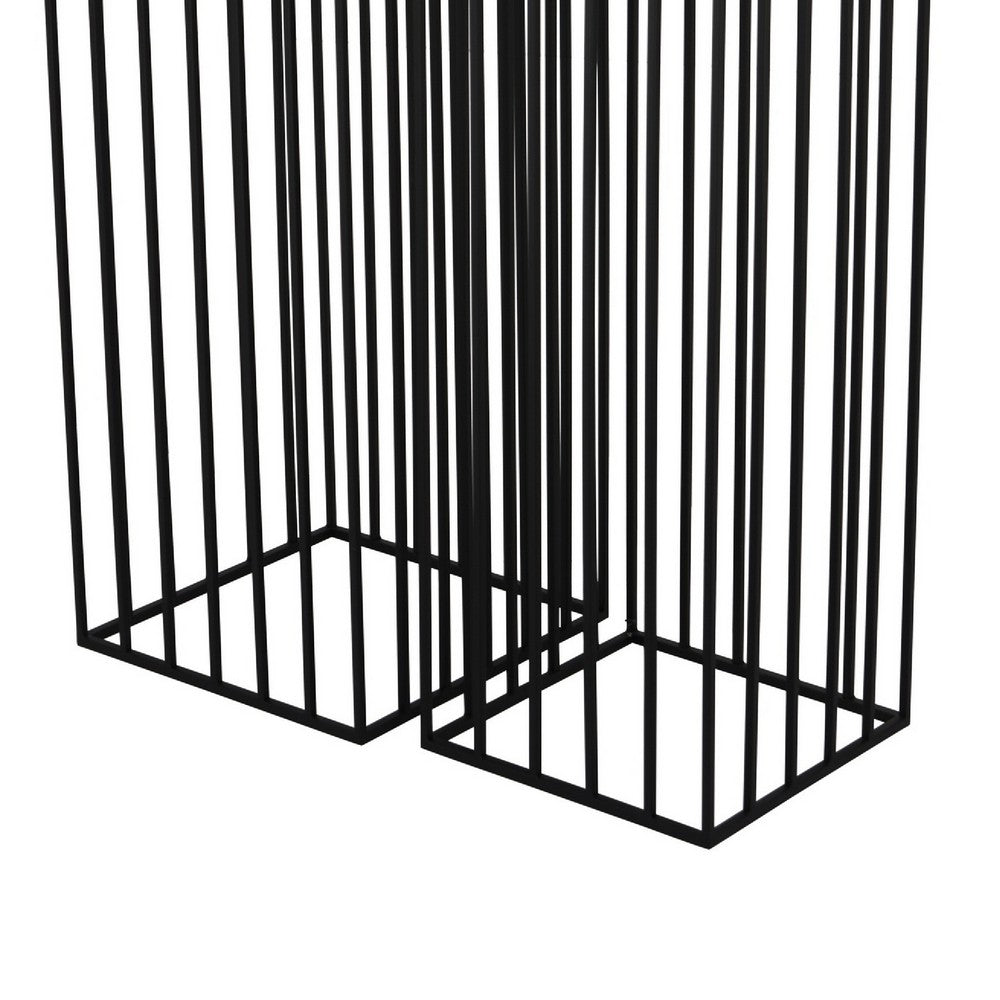 Accent Plant Stand Set of 2, Black Metal Open Frame, 42 and 34 Inch - BM344414