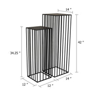 Accent Plant Stand Set of 2, Black Metal Open Frame, 42 and 34 Inch - BM344414