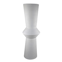Milana Hourglass Vase, White Metal, Modern Textured Tall Floor Vase, 34 Inch - BM344416