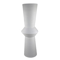 Milana Hourglass Vase, White Metal, Modern Textured Tall Floor Vase, 34 Inch - BM344416