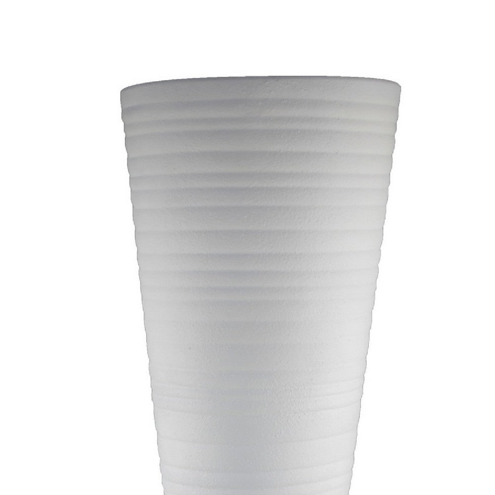 Milana Hourglass Vase, White Metal, Modern Textured Tall Floor Vase, 34 Inch - BM344416