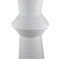 Milana Hourglass Vase, White Metal, Modern Textured Tall Floor Vase, 34 Inch - BM344416