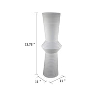 Milana Hourglass Vase, White Metal, Modern Textured Tall Floor Vase, 34 Inch - BM344416