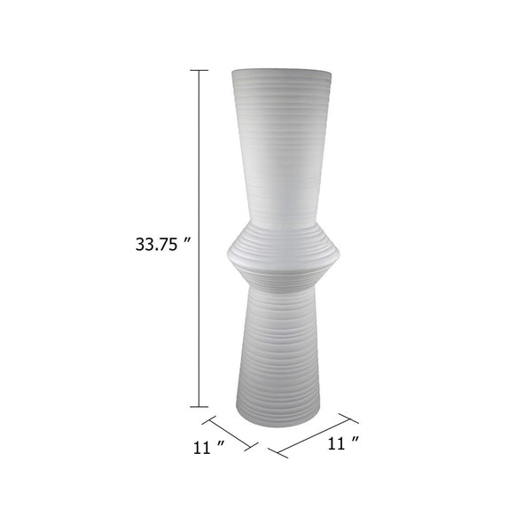 Milana Hourglass Vase, White Metal, Modern Textured Tall Floor Vase, 34 Inch - BM344416