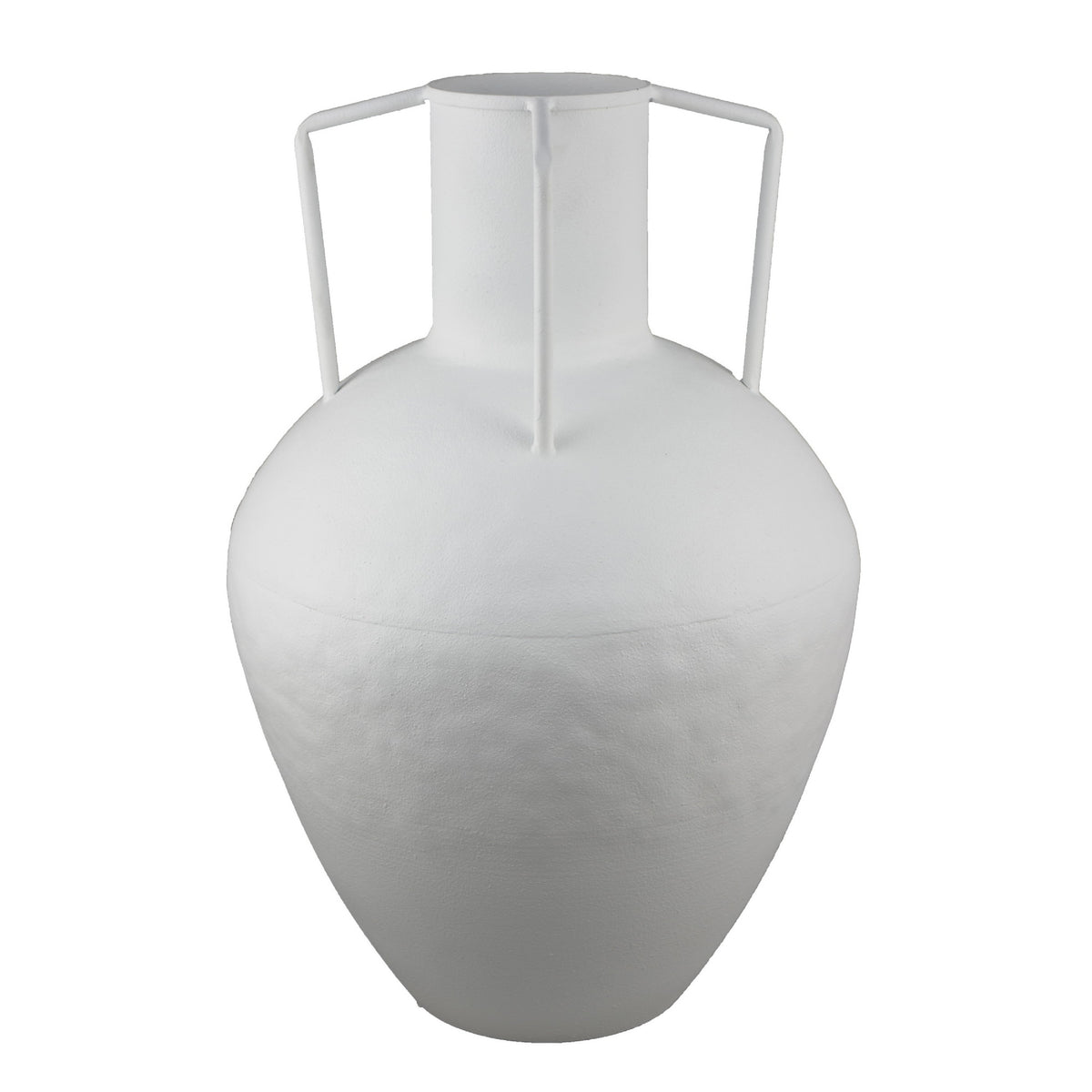 Textured Amphora Style Vase, White Metal with Dual Handles, 19 Inch  - BM344418