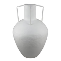 Textured Amphora Style Vase, White Metal with Dual Handles, 19 Inch  - BM344418
