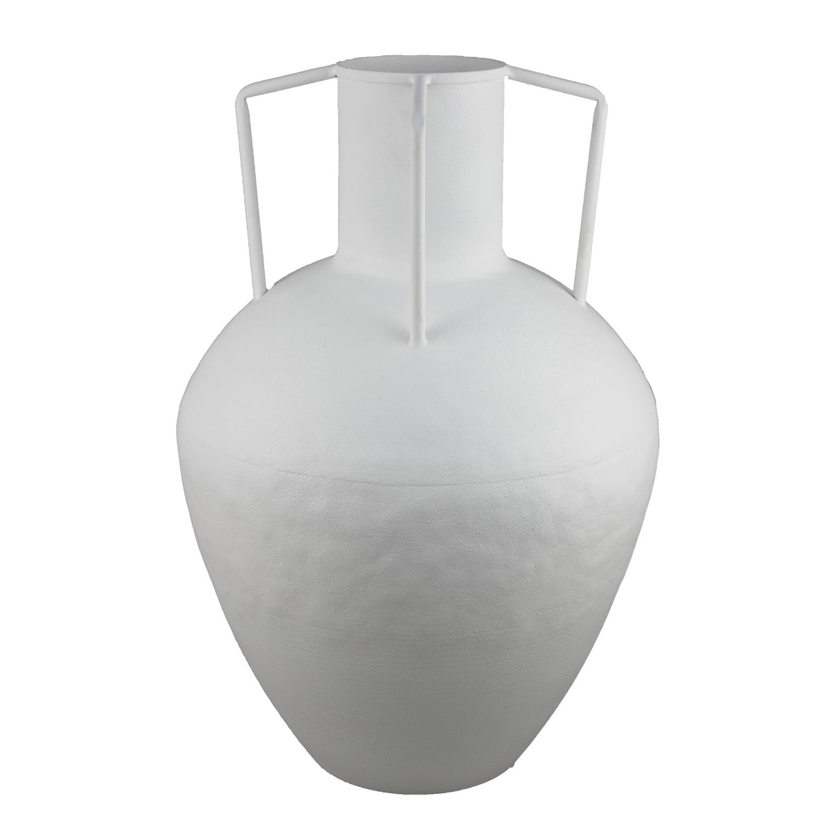 Textured Amphora Style Vase, White Metal with Dual Handles, 19 Inch  - BM344418
