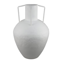 Textured Amphora Style Vase, White Metal with Dual Handles, 19 Inch  - BM344418