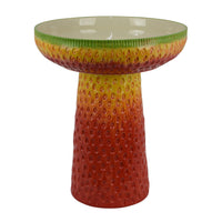 19 Inch Bird Bath, Multicolor Ceramic, Strawberry Pedestal Garden Bowl  - BM344419