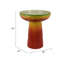 19 Inch Bird Bath, Multicolor Ceramic, Strawberry Pedestal Garden Bowl  - BM344419