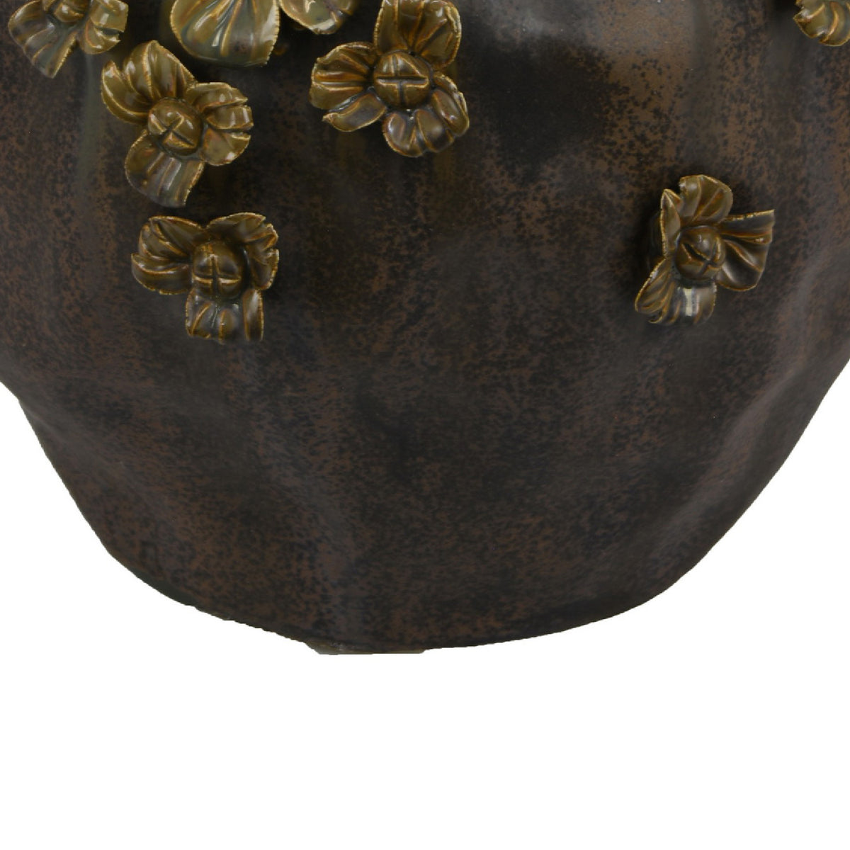 Siya Decorative Vase, Brown Ceramic, Rustic Round Floral Design, 13 Inch  - BM344421