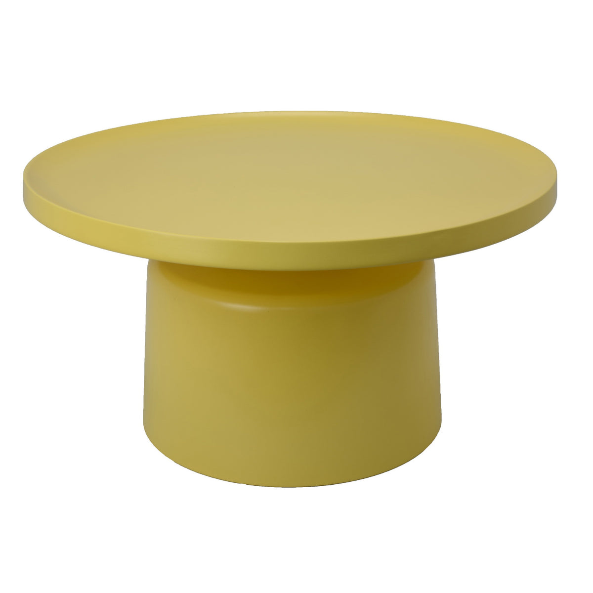 Lumia Plant Stand, Yellow Metal, Minimalist Round Top, 28 Inch  - BM344424
