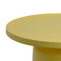 Lumia Plant Stand, Yellow Metal, Minimalist Round Top, 28 Inch  - BM344424