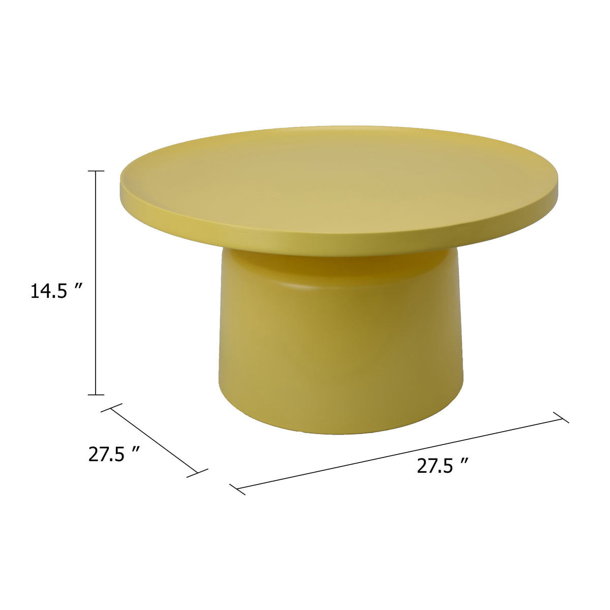 Lumia Plant Stand, Yellow Metal, Minimalist Round Top, 28 Inch  - BM344424