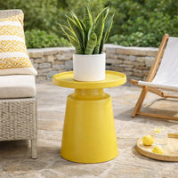 Lumia Plant Stand, Yellow Finish, Raised Rim Top Retro Accent, 19 Inch  - BM344425