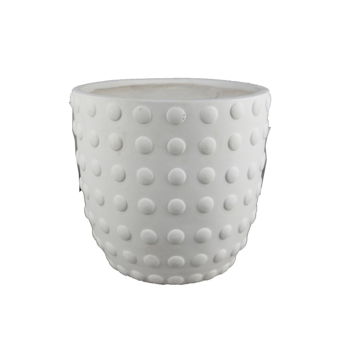 Planter Set of 3, White Resin, Smooth Round Dotted Texture, 15 12 10 Inch  - BM344433