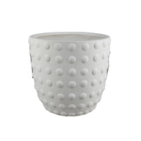 Planter Set of 3, White Resin, Smooth Round Dotted Texture, 15 12 10 Inch  - BM344433