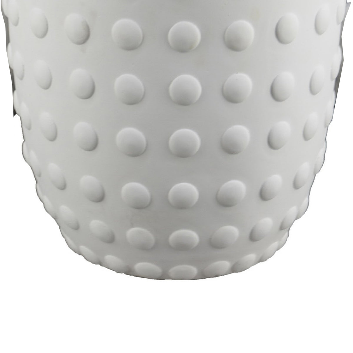 Planter Set of 3, White Resin, Smooth Round Dotted Texture, 15 12 10 Inch  - BM344433