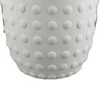 Planter Set of 3, White Resin, Smooth Round Dotted Texture, 15 12 10 Inch  - BM344433