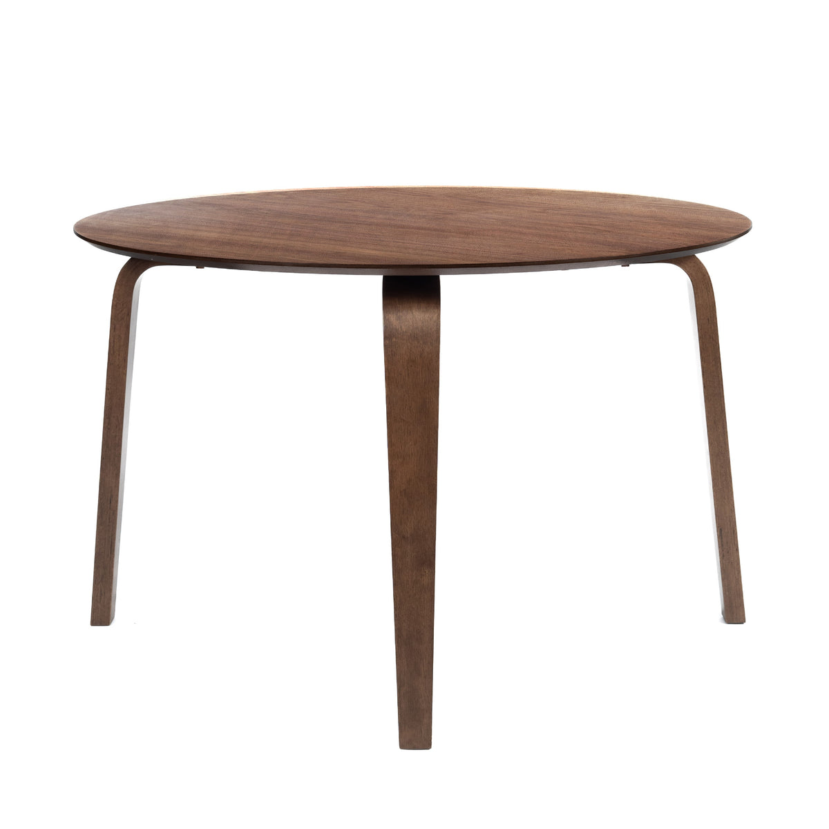 Aby Dining Table, 47 Inch Round Top, Rustic Walnut Brown Splayed Legs