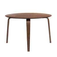 Aby Dining Table, 47 Inch Round Top, Rustic Walnut Brown Splayed Legs