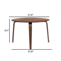 Aby Dining Table, 47 Inch Round Top, Rustic Walnut Brown Splayed Legs