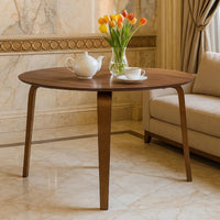 Aby Dining Table, 47 Inch Round Top, Rustic Walnut Brown Splayed Legs