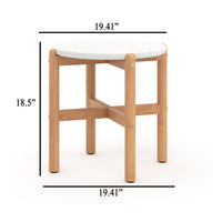 Scy Patio Side End Table, 19 Inch White Terrazzo Top, Natural Brown
