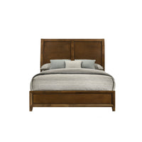 Lary Queen Bed with Sleigh-Style Headboard and Slat Kit, Walnut Brown