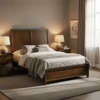 Lary Full Bed with Sleigh-Style Headboard and Slat Kit, Walnut Brown