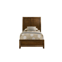 Lary Twin Bed with Sleigh-Style Headboard and Slat Kit, Walnut Brown