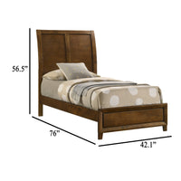 Lary Twin Bed with Sleigh-Style Headboard and Slat Kit, Walnut Brown