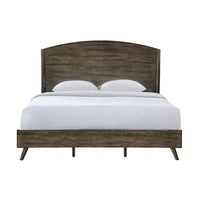 Roxy Queen Bed with Mid-Century Modern Design, Walnut Brown Okume